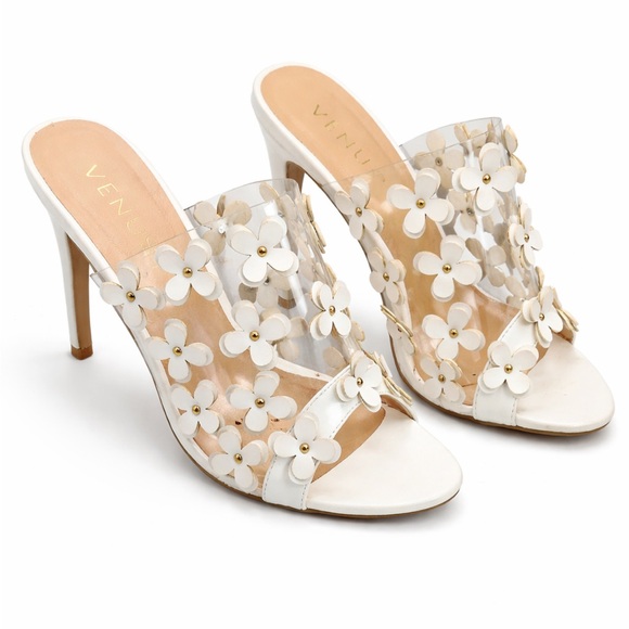 VENUS Shoes - VENUS White Floral Women's With Box- Heels Size 8